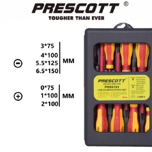 PRESCOTT PHSS181-طقم مفك كهربائي معزول 8 قطع
