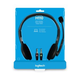 Logitech H110 stereo headset with noise-canceling microphone