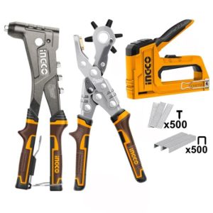 طقم (مدبسة+خرامة جلد+فرد تباشيم)-INGCO