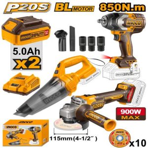 طقم مقدح بكسات 850 نيوتن+دسك+مكنسة (مع بطاريتين 5 امبير وشاحن)