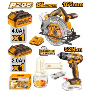 منشار قص خشب دائري 6.5 + مقدح (مع بطارية 2A+4A وشاحن)